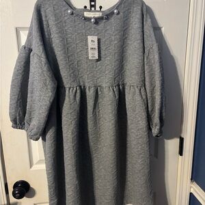 Simply Southern Gray Bishop Sleeve Sweater Dress